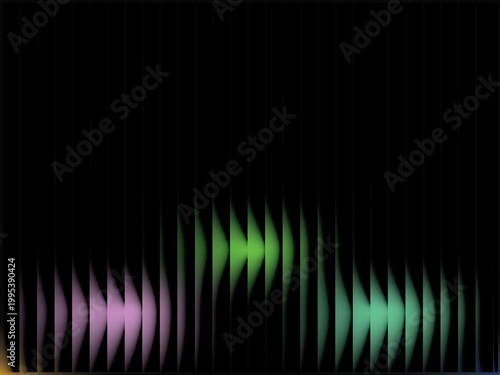 Abstract Gradient Waves of Color at the Bottom of Vertical Black Stripes Keywords: abstract, gradient, waves, color