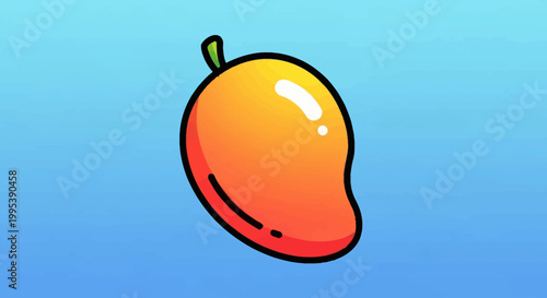 Vibrant cartoon mango illustration featuring a fresh tropical fruit with bright colors