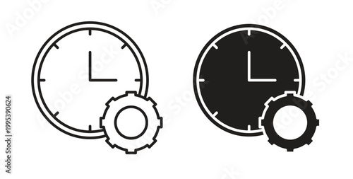 Time management icon design line and solid vector pack on white background