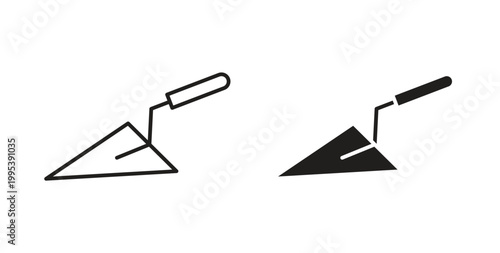 Trowel icon design line and solid vector pack on white background