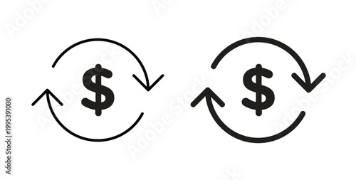 Turnover icon design line and solid vector pack on white background