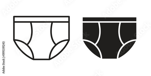 Underpants icon design line and solid vector pack on white background