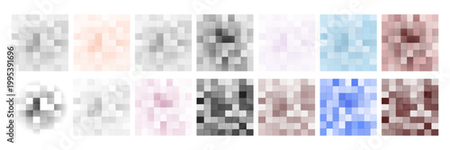 Censored pixel bar. Set of blured grey censorship background. Vector illustration for photo, app or tv