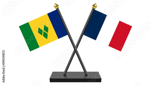 Fotografie Flag of France and Saint Vincent and the Grenadines