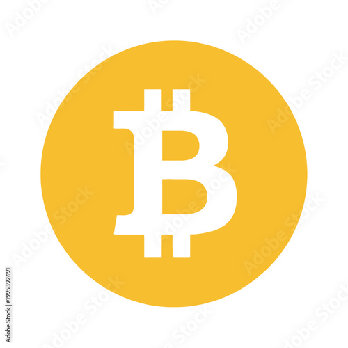 Bitcoin logo on yellow background.