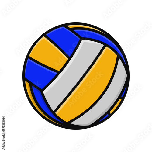volley ball simple outline fill flat icon illustration