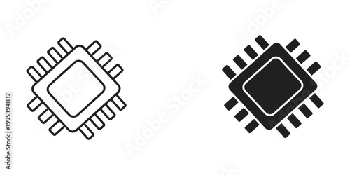 Comparison of a standard and filled integrated circuit chip icon designs
