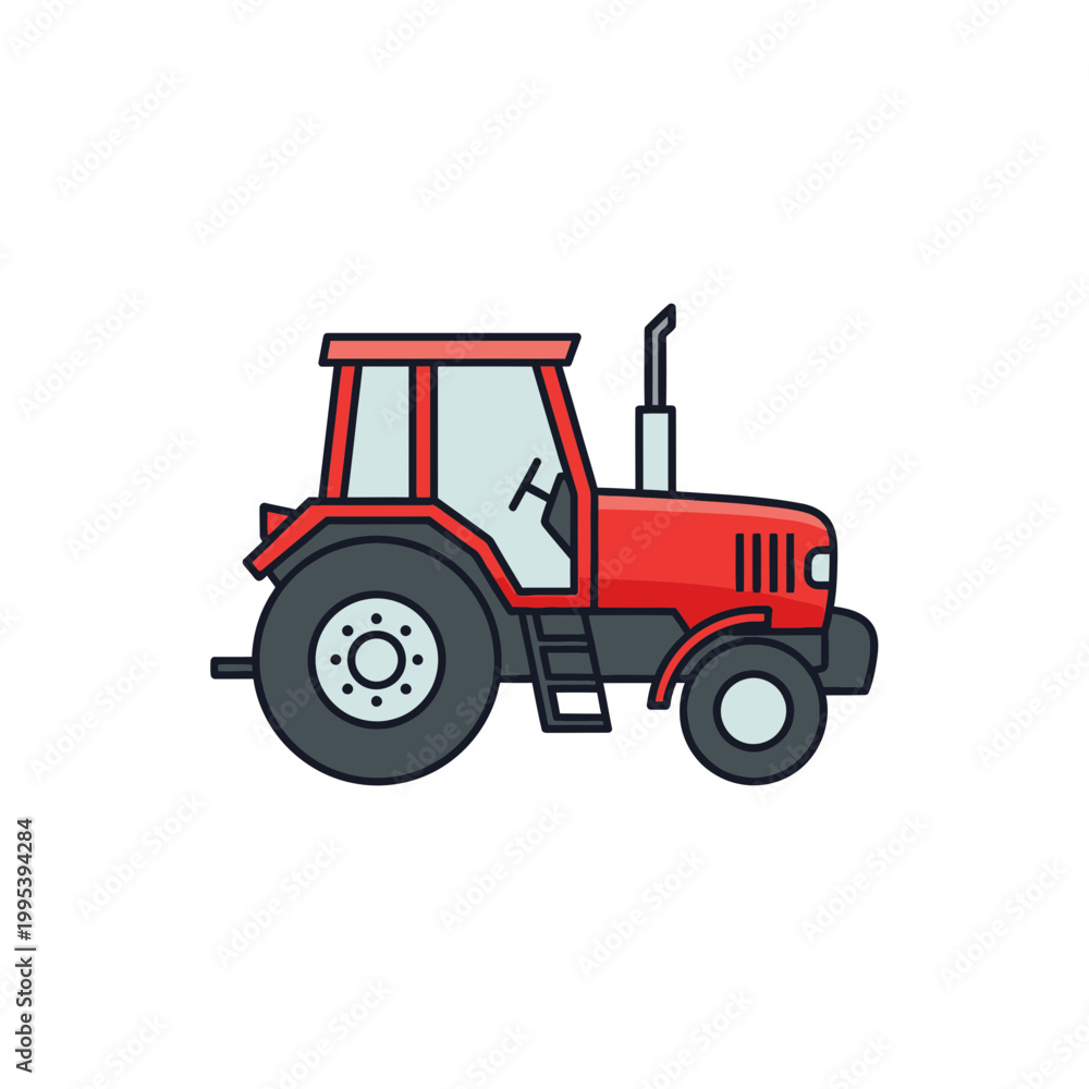 Obraz premium Red Tractor Vehicle Farm Equipment.
