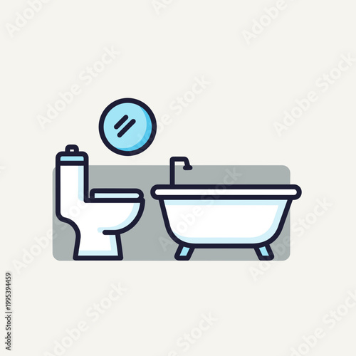 Toilet and Bathtub Bathroom Fixtures.