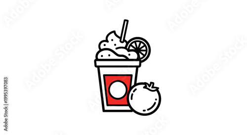 Tomato smoothie or juice icon vector illustration