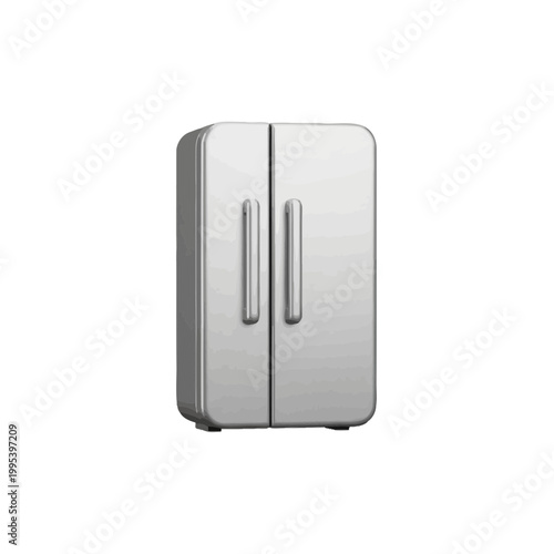 Retro Silver Double Door Refrigerator Vector Illustration