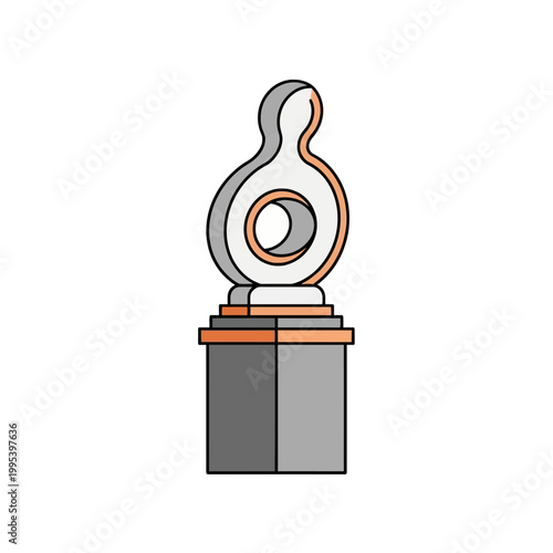 Modern Abstract Sculpture on Pedestal Vector Illustration