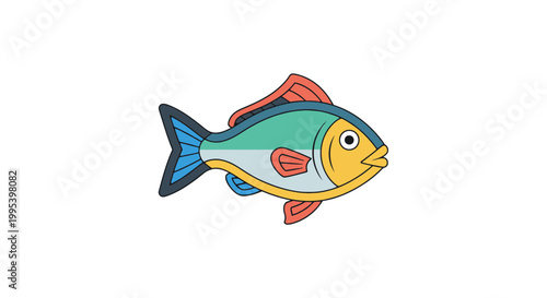 Colorful Cartoon Fish Illustration Isolated on White