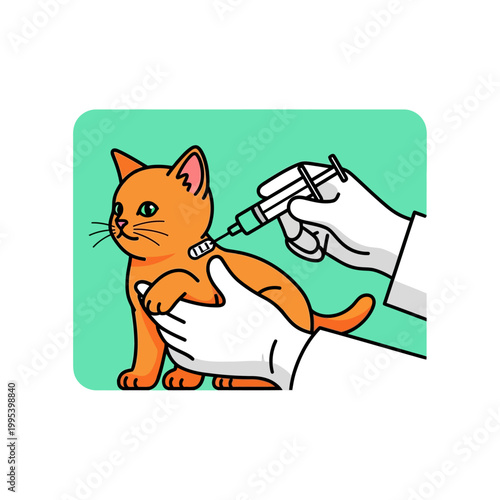 Cute Orange Kitten Receiving Vaccine From Veterinarian