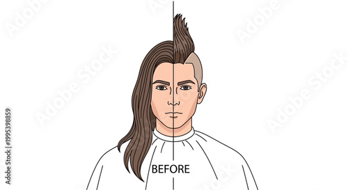 Man's Hair Transformation Before and After Haircut