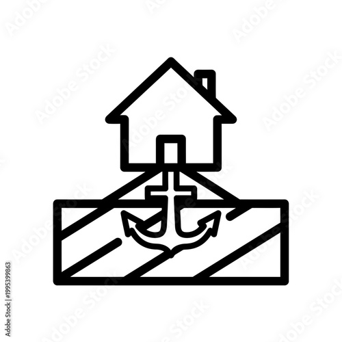 House Anchor Icon for Home Stability and Real Estate Concept