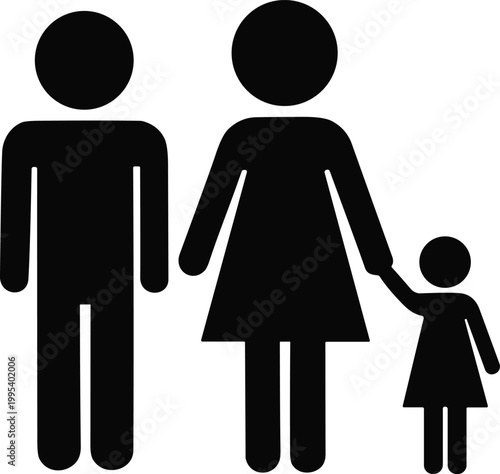 Family pictogram vector illustration, parent child icons artwork, care connection design element, guardianship motif concept, togetherness relationship graphic