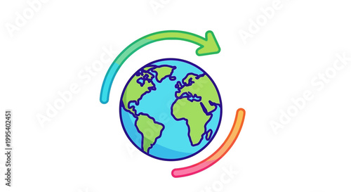 Dynamic global interaction and environmental cycle illustration for worldwide connectivity