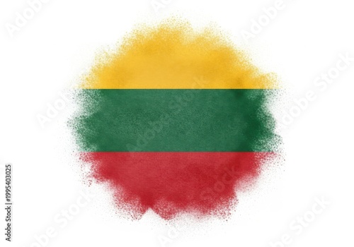 Lithuania flag made of colorful powder splashes, isolated on white background