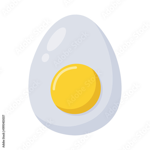 Halved Egg: A close-up shot of a halved hard-boiled egg with a vibrant yellow yolk, showcasing the simple beauty and nutritional value of this breakfast staple.