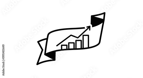 Black line graph on a ribbon.