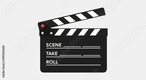 Black movie clapper board closeup.