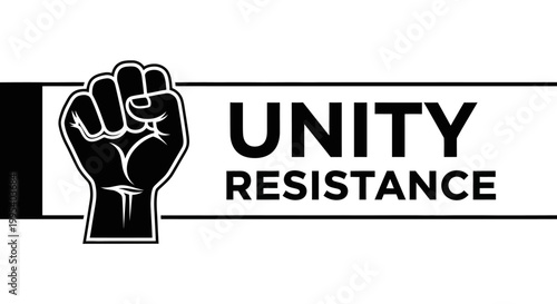 Black raised fist of unity resistance.