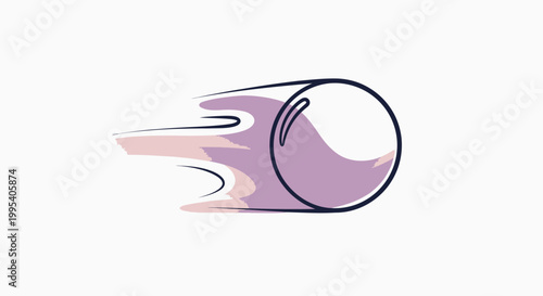 Dynamic purple sphere illustration conveying rapid motion and quick movement abstract design concept