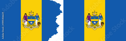 Philadelphia flags vector. Standard flag and with torn edges