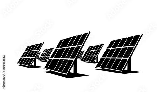 Solar energy icon vector panels with sunrise symbol renewable power illustration