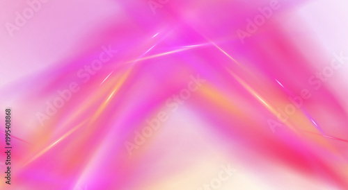 Neon light leak png graphic element. Vibrant hot pink glowing streaks, bright rays, blurred colorful wave. Abstract holographic style. Isolated transparent cutout object, blank.