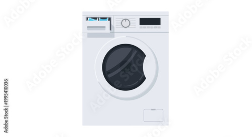 Washing machine illustration clean laundry process domestic appliance
