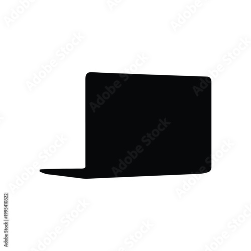 Laptop back side silhouette icon vector flat design.