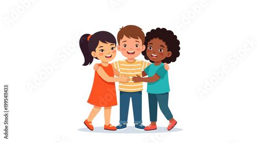 Vector illustration of three happy diverse children for International Thalassemia Day campaign.