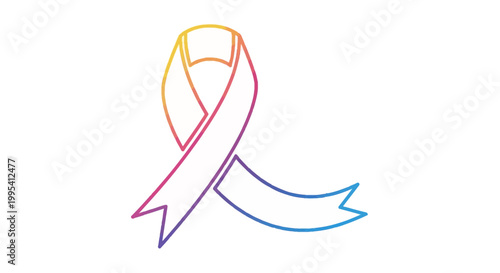 Vibrant rainbow gradient awareness ribbon symbol for unity and support against white background
