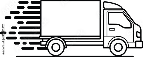 Delivery truck icon illustration symbolizing fast shipping, transportation, logistics, express courier service, speed movement, quick distribution design