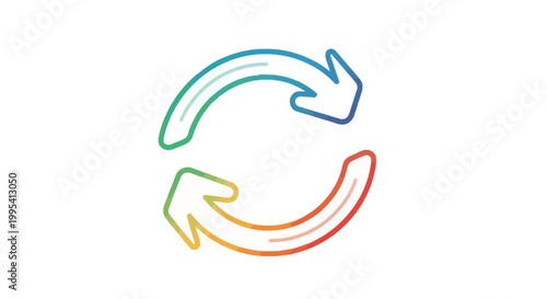 Colorful gradient refresh arrows icon representing cycle, repeat, reload, or circular process for