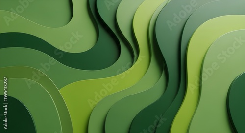 Green wavy layered abstract background with various shades of green color