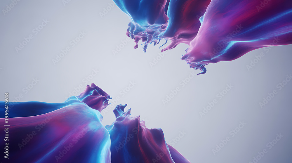 Fototapeta premium Abstract fluid forms in blue and pink symbolizing ecological sustainability and green energy