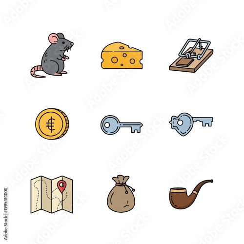 Cartoon mouse sitting on floor.