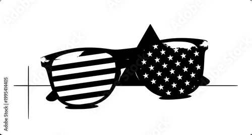 Patriotic sunglasses with american flag and star graphic, united state