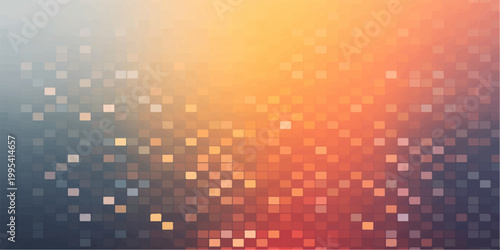 Warm pixelated abstract gradient, blending orange, yellow, and a touch of blue, creating a vibrant background with a modern, digital aesthetic.