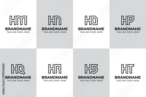 Letters HM HN HO HP HQ HR HS HT Monogram Logo Set