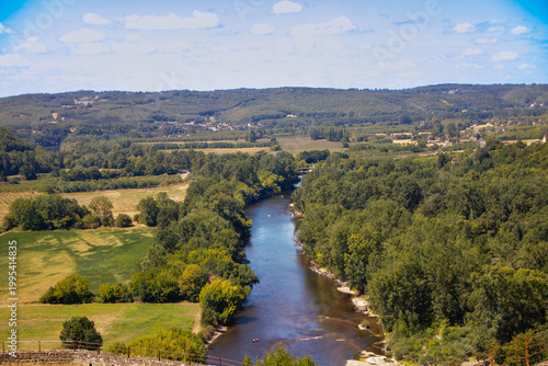 Panoramic high angle view of Dordogne river valley from Beynac village