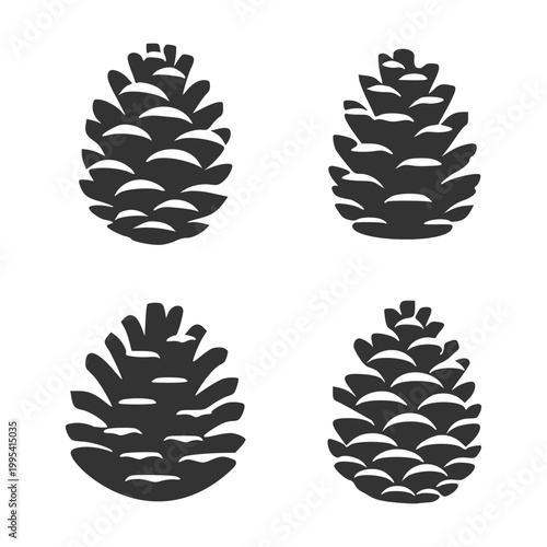 Set of Icon Logo Pine Cone Silhouette Collection for Winter Nature and Autumn Decorative Branding Vector Illustration