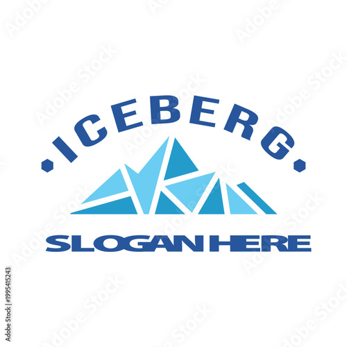 Modern Iceberg Silhouette Logo with Geometric Mosaic Style Vector Stock Template Illustration