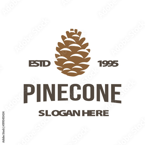 Vintage Pinecone Silhouette Badge Logo  for Pine Forest Adventure and Natural Wood Industry Branding Vector Illustration