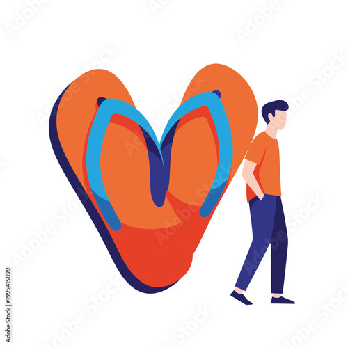Large Flip Flop Sandal Illustration with Person