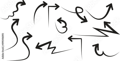 Hand drawn arrows collection black sketch arrows for directional concepts and design elements