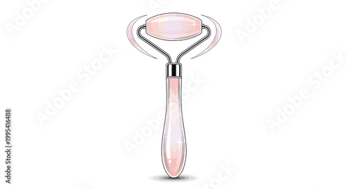 Elegant rose quartz facial roller illustration for modern beauty and self-care routines